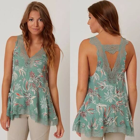 🆕 Free People Intimates Bell Flower Tank In Seaglass Combo - Picture 1 of 5